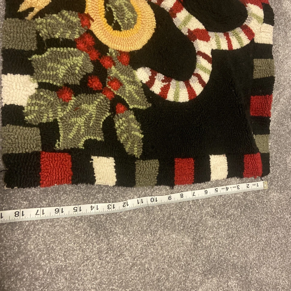 Tapete de Natal bordado crochê bastões doces bordado 27x19 - Imagem 2 de 4