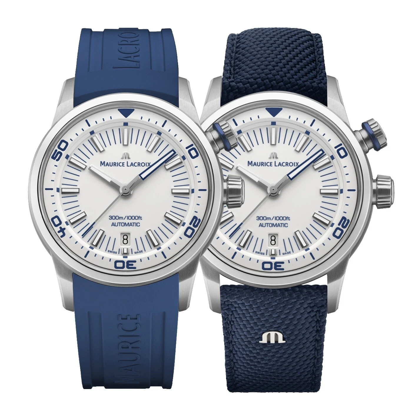 Maurice Lacroix Stainless Steel Rubber Band Wristwatches