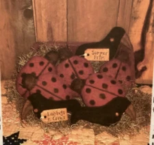 PATTERN Primitive Ladybug & Crows Doll Bowl Fillers Tucks Ladybug Doll NEW