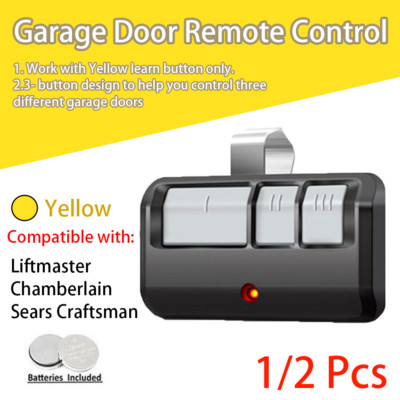 1/2pcs Universal Multi-Frequency Garage Door Remote Yellow Learn Button 953ESTD