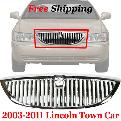 For 2003-2011 Lincoln Town Car Front New Grille Grill Chrome Plastic FO1200403 