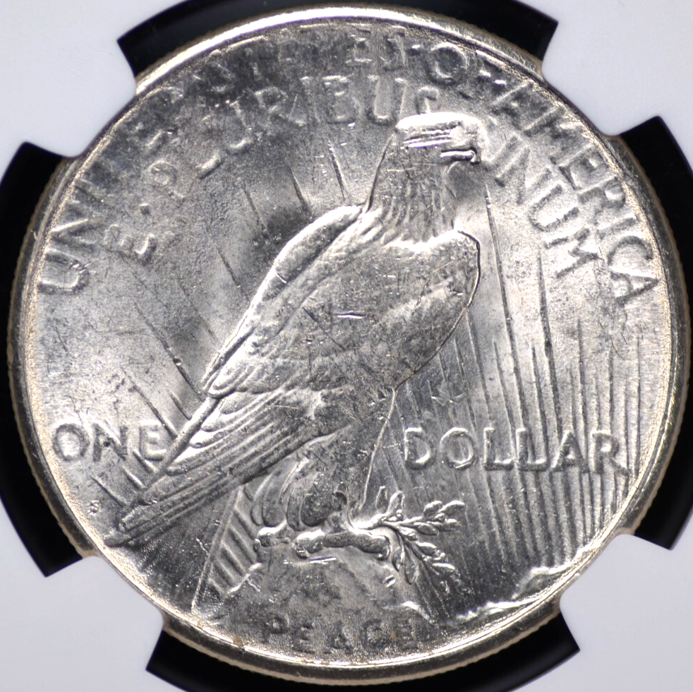 1923 S PEACE DOLLAR NGC MS 62 ORIGINAL, FROSTY, SLIGHTLY GREYING