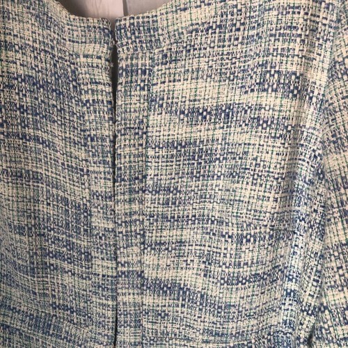 Josephine Womens Blazer Jacket Blue Off White Marled Hook & Eye Lined 16 - Picture 2 of 8