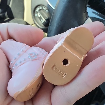 Bratz Pink Studded Ankle Boot Doll Shoes w/ Tan Soles for 10 in - 2 Pieces