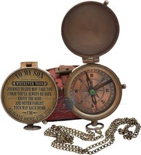 Engraved Brass Compass Gift to My Son/to Our Son/Nautical Gift for Son from D...