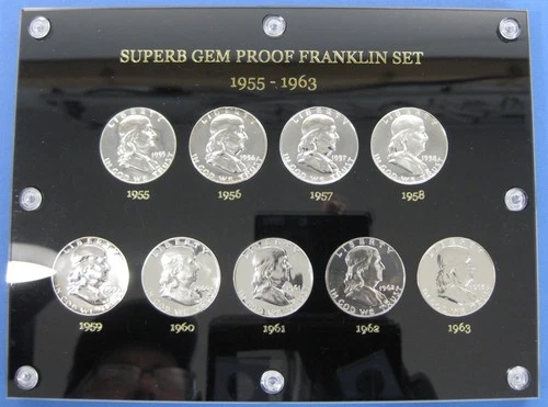 1955 thru 1963 Proof Franklin Half Dollars - Gem Set of 9 in Capitol Holder