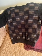 Men  s XL Sweater Dockers Multicolor Block Pullover Knit Black Gray Brown