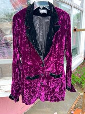 Vintage Lip Service Purple with black Crushed Velvet Blazer Large