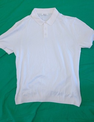 Mavi Edition Men s XL White Polo Shirt Knit Hem Minimal Clean Classic Style