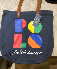 Ralph Lauren Polo Tote Bag Canvas-Leather Straps