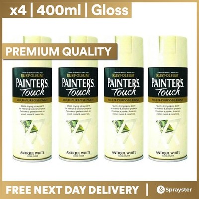 4 x Rust-Oleum Painters Touch Mehrzweck-Sprühfarbe antikweiß glänzend