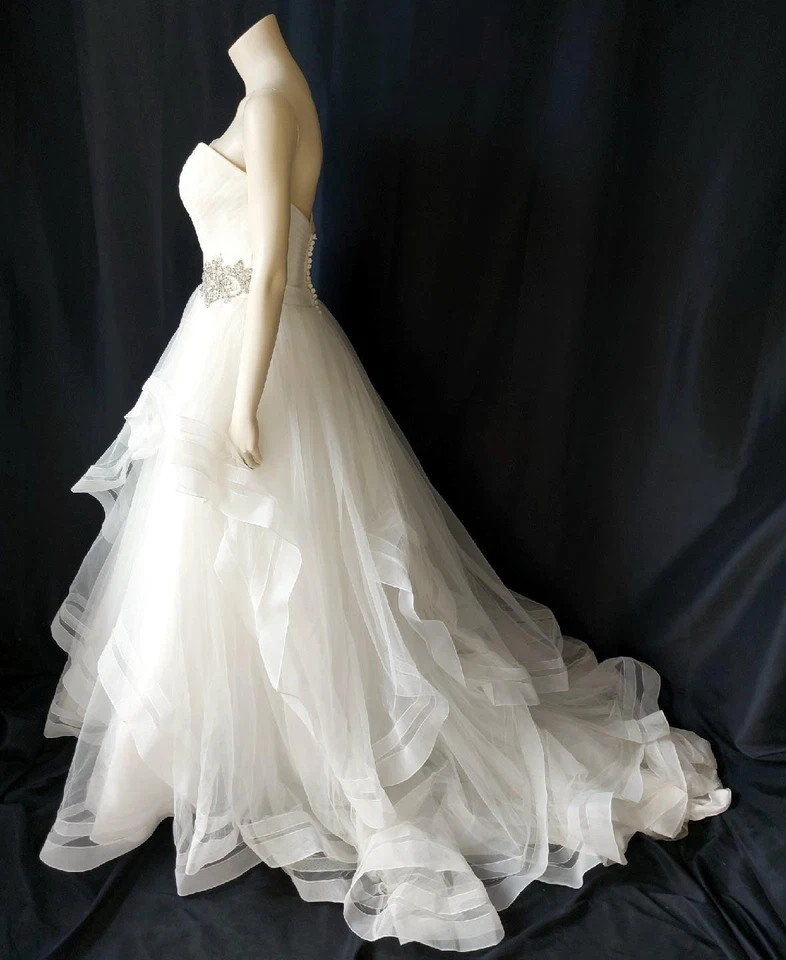 Eddy K Strapless IVORY TULLE PRINCESS BALLGOWN WEDDING DRESS BRIDAL GOWN - M - Image 4 of 4