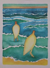 Jean-Michel FOLON : Les deux oiseaux, Héliogravure signée, 1982