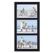 7x13 Black Wood Three Photo Collage Frame, Family & Wedding 4x6 3 Frame