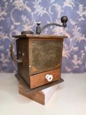 Early Estate Kentucky Coffee Grinder with Dovetail Detailing and porcelain knob