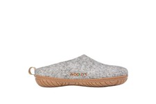 Handmade Outdoor Open Heel Slipper with Rubber Sole - Natural Grey for Unisex