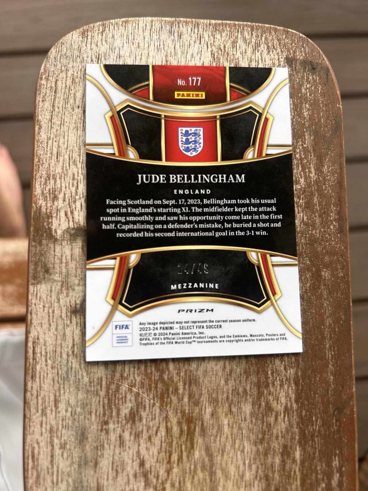 Panini 2023-24 Select FIFA Jude Bellingham orange /49 England Mezzanine Prizm view 2