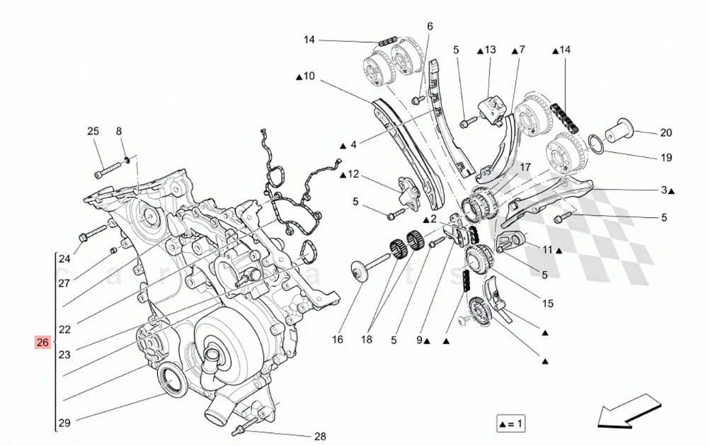 13-19 MASERATI GHIBLI QUATTROPORTE  3.0L V6 ENGINE MOTOR FRONT TIMING COVER OEM