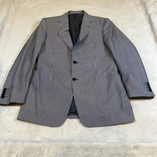 Canali Mens Silk Cotton Striped Blazer Sport Coat Blue White US 38 R Italy