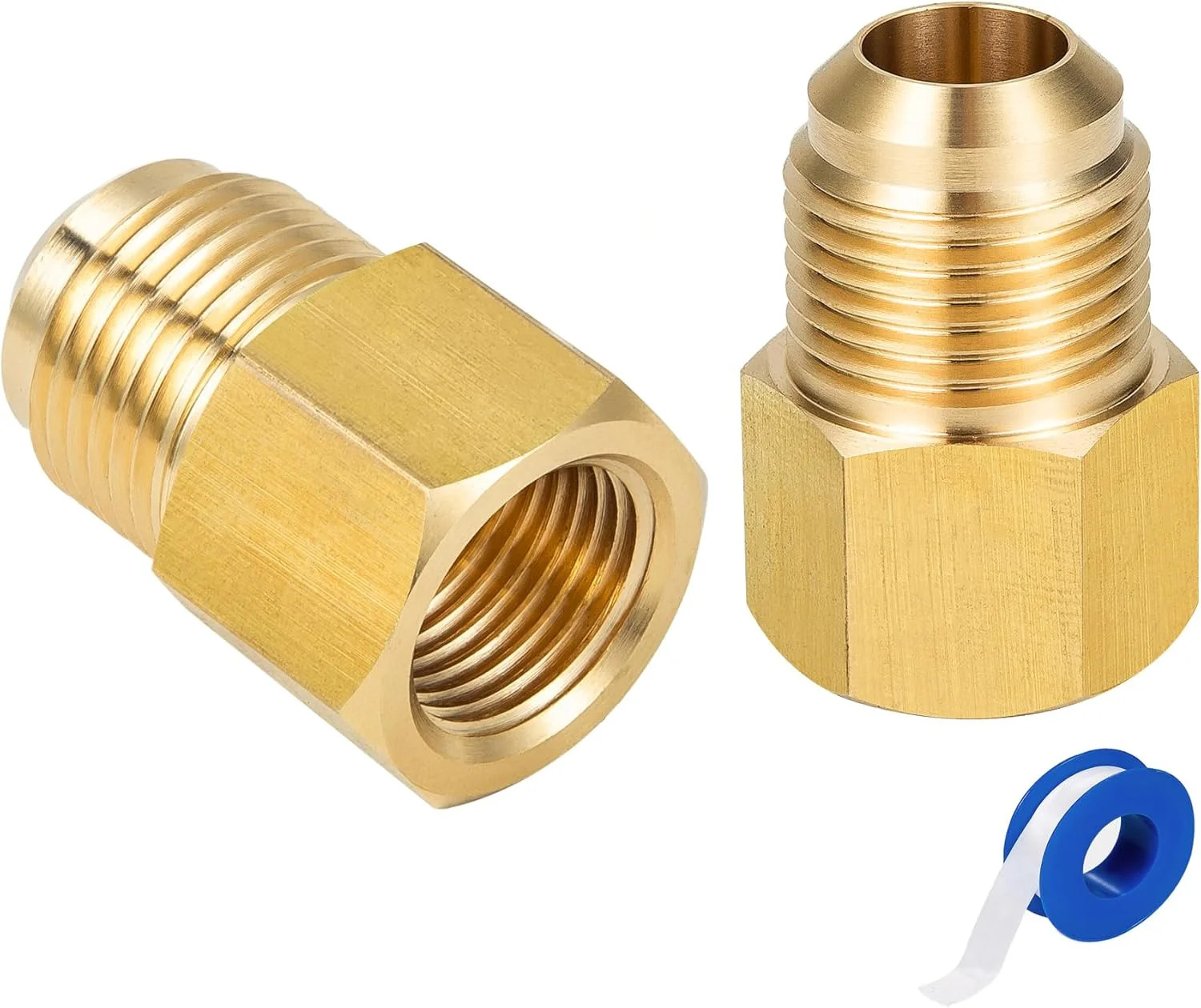 2pcs 3/8 Inch (5/8"-18UNF) Female Flare x 1/2 Inch(3/4"-16UNF)Male Flare Brass A