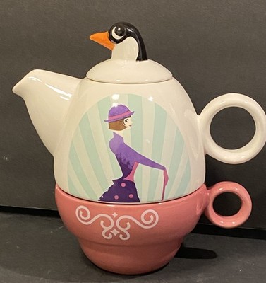 Disney Mary Poppins Tea for One Set Ceramic Teapot & Stackable Mug Tea Set