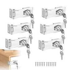 6 Packs 2.5 Inch Keyed Hasp Locks Silver, Cabinet Door Locks with Key, Twist ...