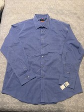 Van Heusen traveler blue grape mist dress shirt Long sleeve button pin stripe