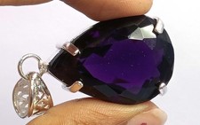 72 Ct Natural Purple Sapphire Pear Shape 925 Silver Pendant Free Chain 6MGL