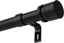 Adjustable Heavy Duty Curtain Rod 28-48 Inches with Aluminium Finials, Black