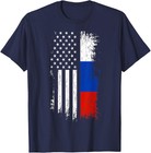 Russian American Flag T Shirt - Pride Russia Usa Tees T-Shirt Hoodie