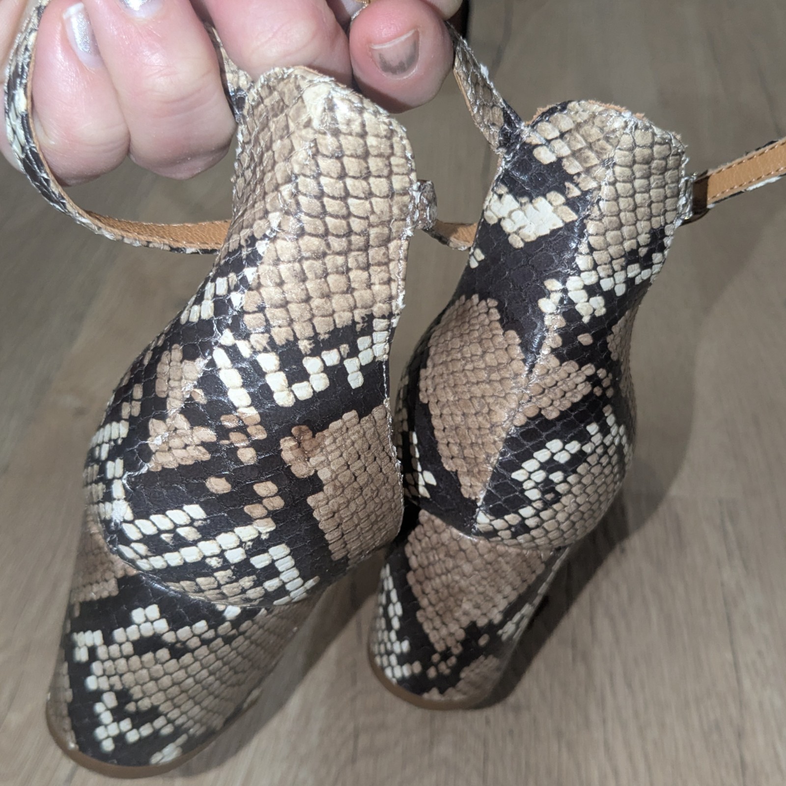 ANNE MASHBURN Python Embossed Leather Block Heel … - image 7