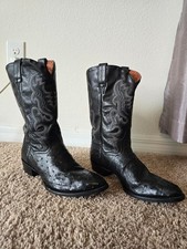 Dan Post Style 2321 Mens Black Ostrich Leathe...