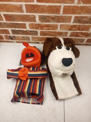 Professional muppet style Puppet  Blue Shirt Orange Fellow Male Boy 16'' And Dog 