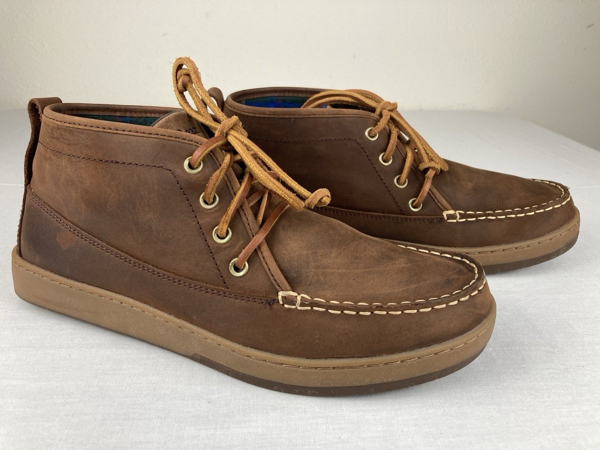 LL BEAN RANGER MOC TOE CHUKKA BOOTS BROWN LEATHER FLANNEL LINED