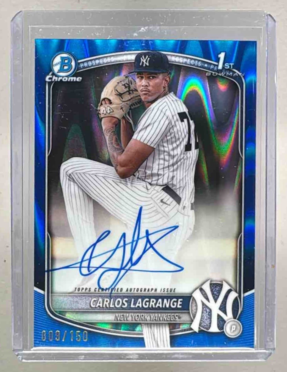 Carlos Lagrange 2025 Bowman Chrome Blue RayWave Refractor Auto 1st RC /150