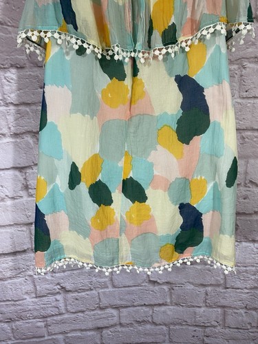 THML Spotted Tiered Mini Dress Medium 100% Cotton Colorful Swing Trapeze 016 - Picture 8 of 11
