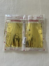 2 Pack Gold Backdrop Metallic Foil Fringe Curtains Party Supplies - Brand New