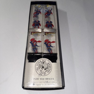Superman Limited Edition Braces Warner Brothers 100% Silk 438/1000 Auth Nib