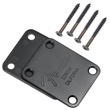 Electric Guitar Neck Plate Mit Fender Logo 4 Screws for Fender Strat Replacement
