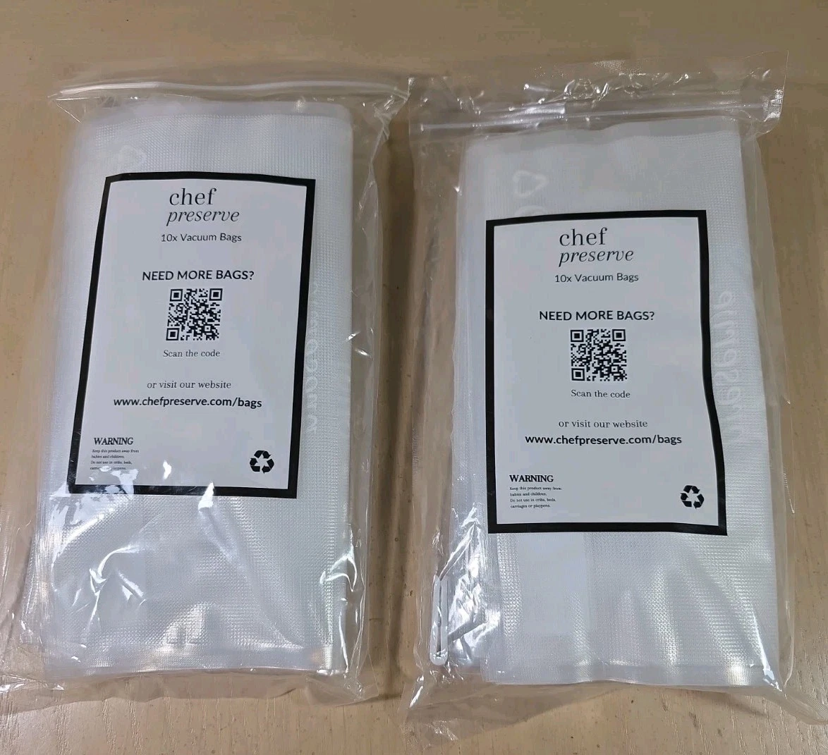 Chef Preserve Vacuum Bags Lot Of 20 Medium Standard Size Bags (10x11 in) - New
