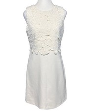 Vince Camuto Dress Size 8 Cream Ivory Lace Eyelet Cottagecore Boho Floral