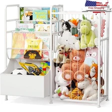 Kids Multi-Function Bookshelf Toy Storage Organizer W/ Leather Box Nursery New