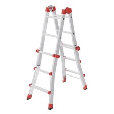 Hailo Sprossenleiter M80, Multifunktionsleiter, Aluminium 4x3 Sprossen, 7512-007