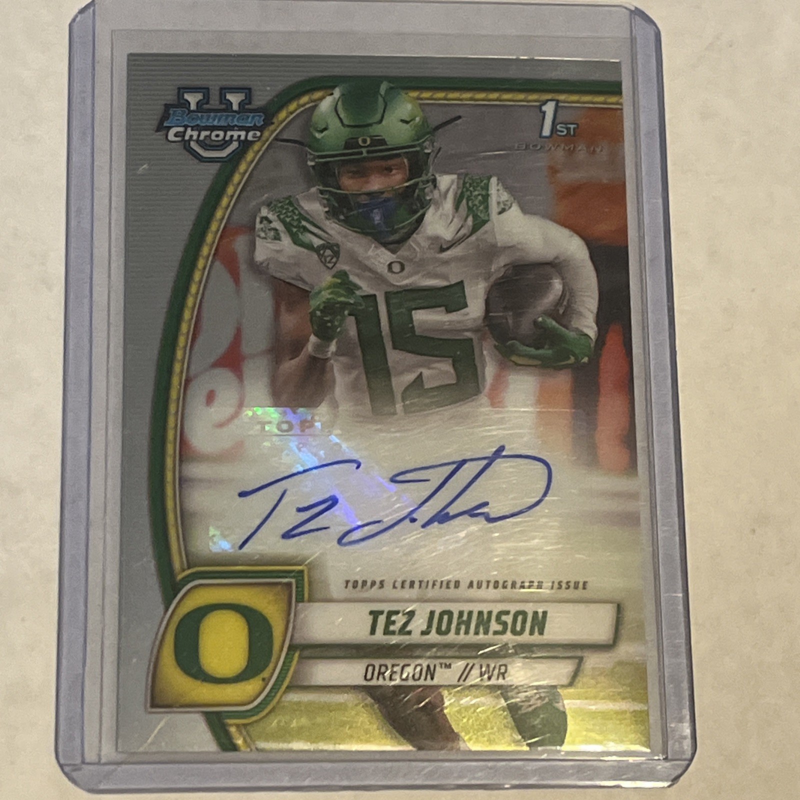 2024 Bowman Chrome U Tez Johnson 1st Bowman Auto Oregon/Buccaneers Rookie PA-TJO