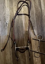 Leather Bridle and Bit Lot Shank Full Cheek Snaffle  Headstall