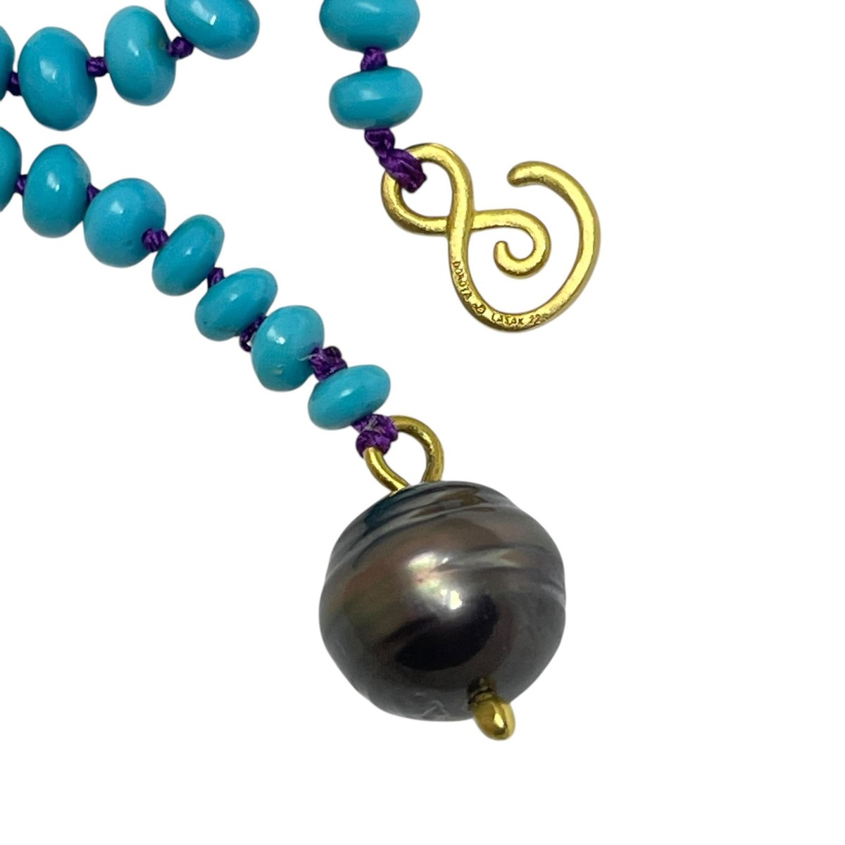DOROTA LASAK 22k gold turquoise Tahitian pearl beaded necklace View 3