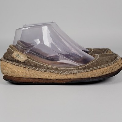 Simple Green Toe Womens Espadrilles Recycled Flat Comfort Shoes Brown Canvas 6.5