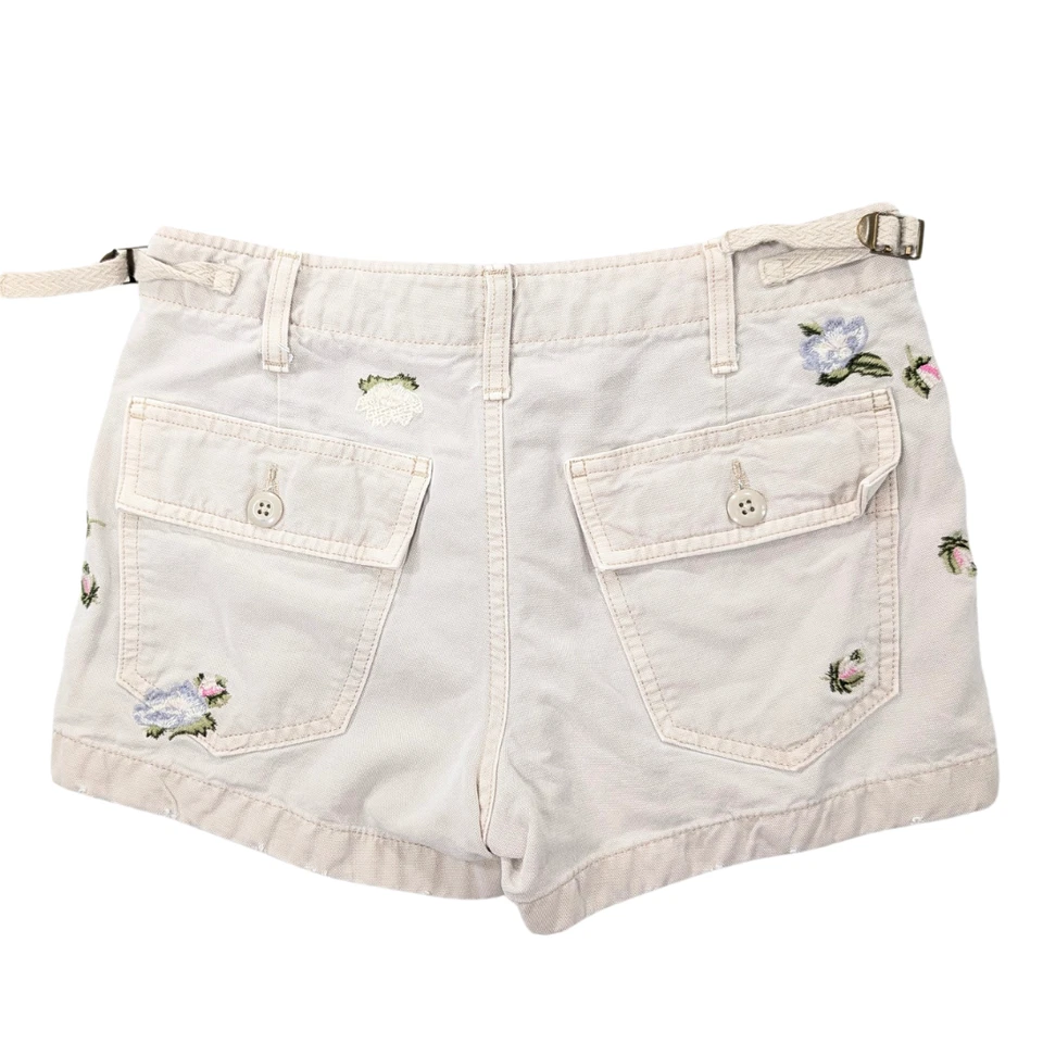 Lucky Brand Women's 0/25 Khaki Square Pocket Floral Embroidered Camp Shorts - Image 2 of 4