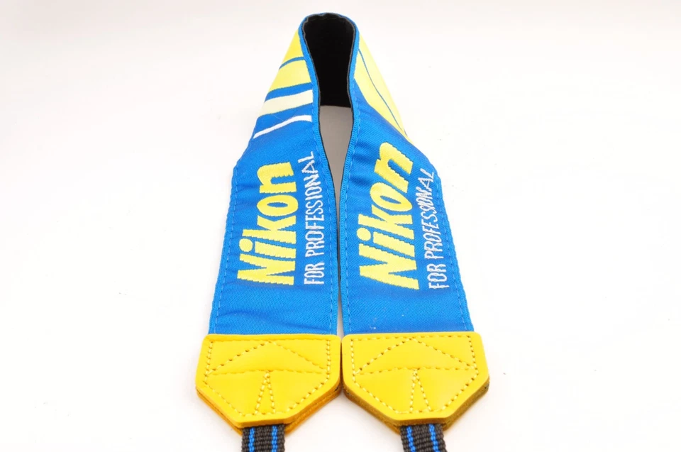 Correa para el cuello de cámara profesional Nikon azul amarillo de JAPÓN "Casi como nueva" #25035 Foto 3 de 4