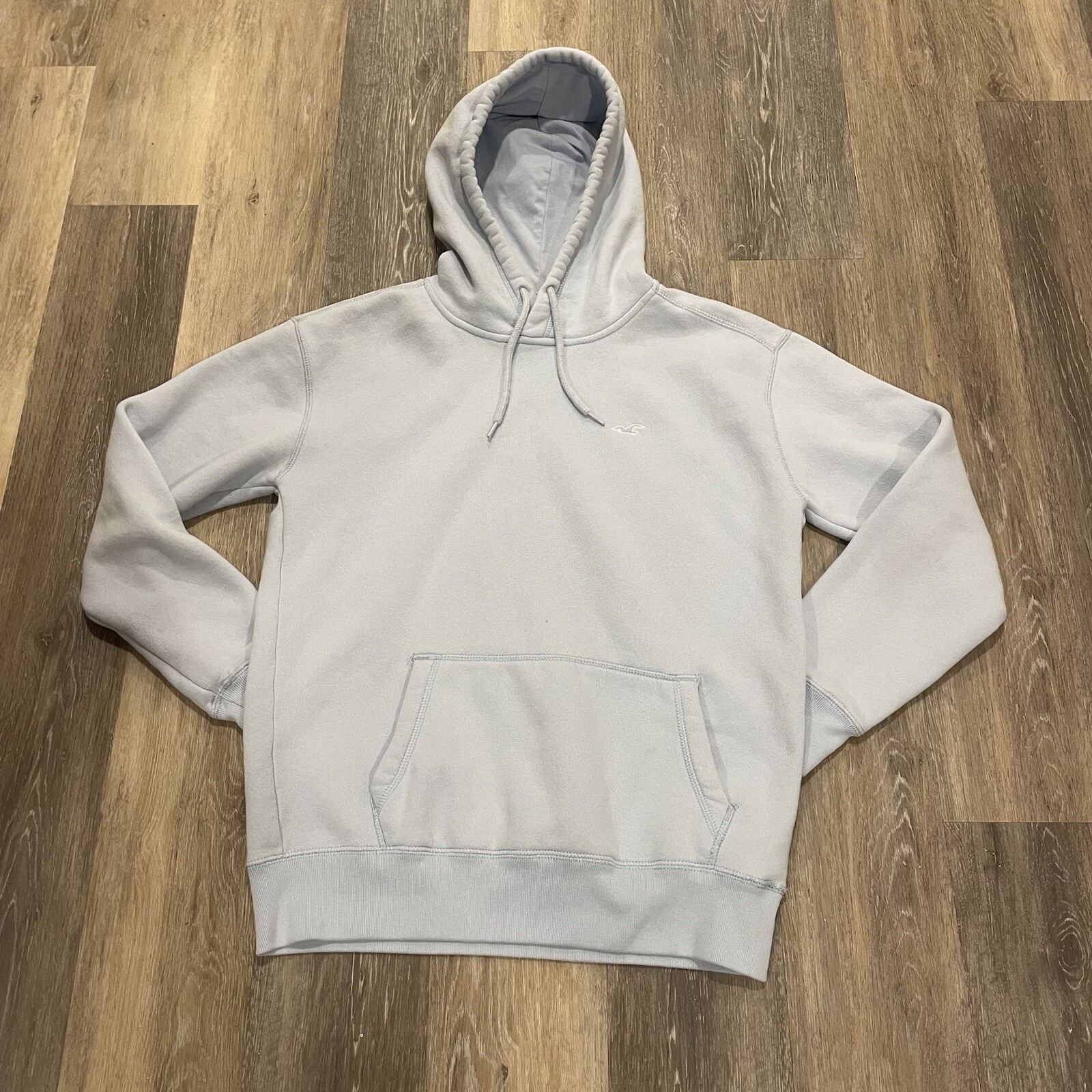 Men’s HOLLISTER Blue Icon Hoodie Sweatshirt Embroidered Logo Relaxed Size Medium